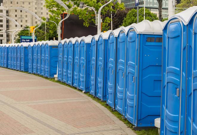 Seasonal porta potty units set up at a Maricopa, Arizona venue